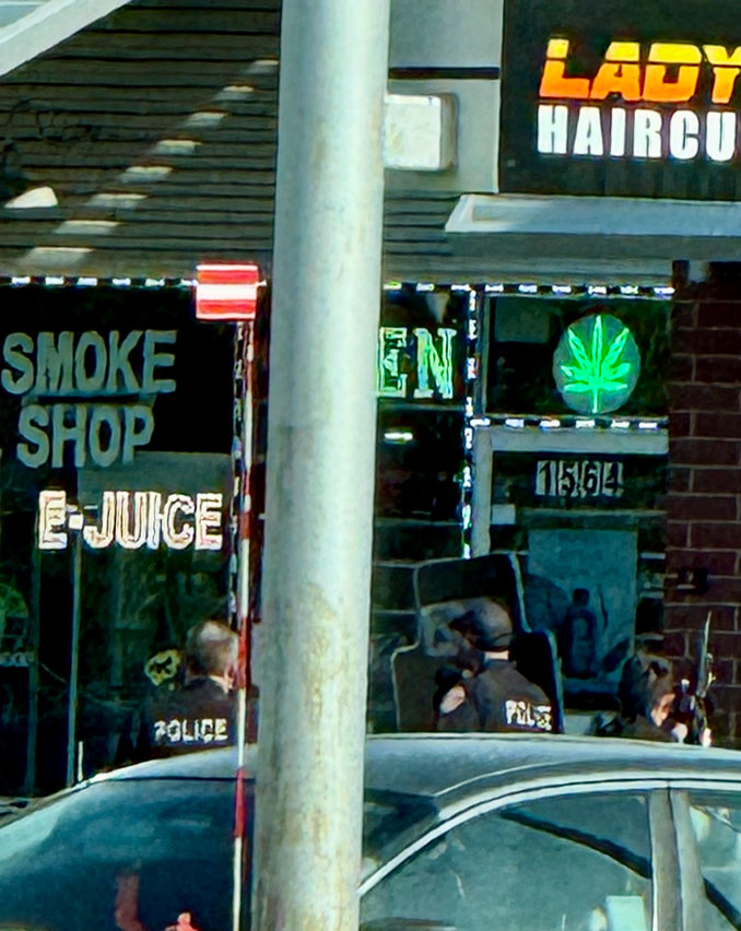 Police outside Vortex Vape Shop during a standoff on Saturday, May 9, 2026 (Provided Photo)
