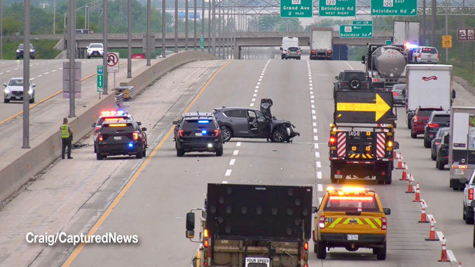Lane blockage for I-94 WEST crash scene early Saturday morning, May 23, 2026 (Craig/CapturedNews)