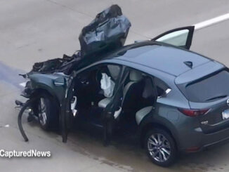 Mazda compact SUV with severe front-end damage early Saturday morning, May 23, 2026 (Craig/CapturedNews)