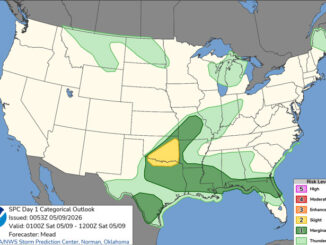 Day 1 Convective Outlook/Categorical for Friday night, May 8, 2026 indicates no severe weather for Illinois (SOURCE: NOAA/NWS Storm Prediction Center)