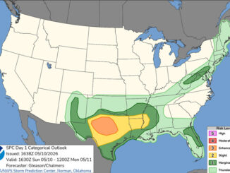 Day 1 Convective Outlook/Categorical for Sunday, May 10, 2026 indicates no severe weather in Illinois (SOURCE: NOAA/NWS Storm Prediction Center)