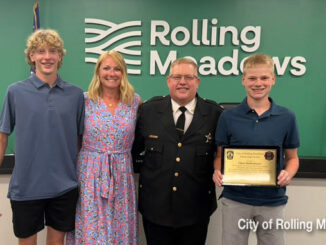 Mollenhauer Family at the Rolling Meadows City Council Meeting, Tuesday, June 23, 2026 after Ethan Mollenhauer was awarded the City of Rolling Meadows Lifesaving Award (SOURCE: City of Rolling Meadows)