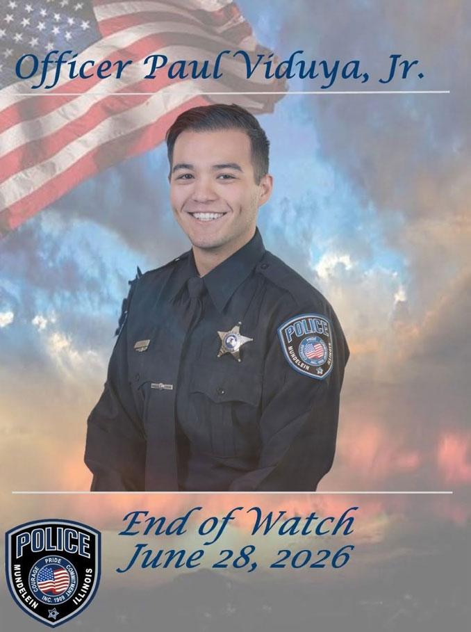 Mundelein Police Officer Paul Viduya, Jr. "End of Watch" June 28, 2026 (SOURCE: Mundelein Police Department)
