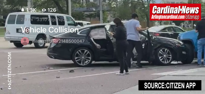 People arrive to help before police and firefighters arrive at the scene of a three-vehicle crash at Algonquin Road and Barker Avenue in Rolling Meadows, Tuesday, June 16, 2026 (CITIZEN APP)