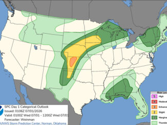 Day 1 Convective Outlook/Categorical for Overnight Tuesday/Wednesday, June 30-July 1, 2026 indicates no severe weather in northern Illinois (SOURCE: NOAA/NWS Storm Prediction Center)