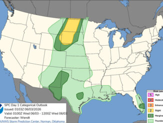 Day 1 Convective Outlook/Categorical for Tuesday/Wednesday, June 2-3, 2026 indicates no severe weather in Illinois (SOURCE: NOAA/NWS Storm Prediction Center)