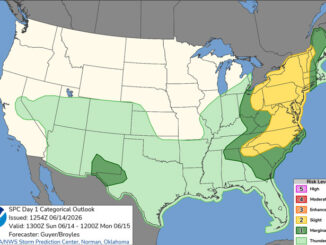 Day 1 Convective Outlook/Categorical for Sunday, June 14, 2026 indicates no severe weather for northern Illinois (SOURCE: NOAA/NWS Storm Prediction Center)