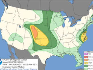 Day 1 Convective Outlook/Categorical for Tuesday, June 23, 2026 indicates no severe weather expected in Illinois (SOURCE: NOAA/NWS Storm Prediction Center)
