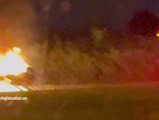 Vehicle fire Route 53 near Higgins Road Saturday night, June 6, 2027 (Provided Image/CARDINAL NEWS)