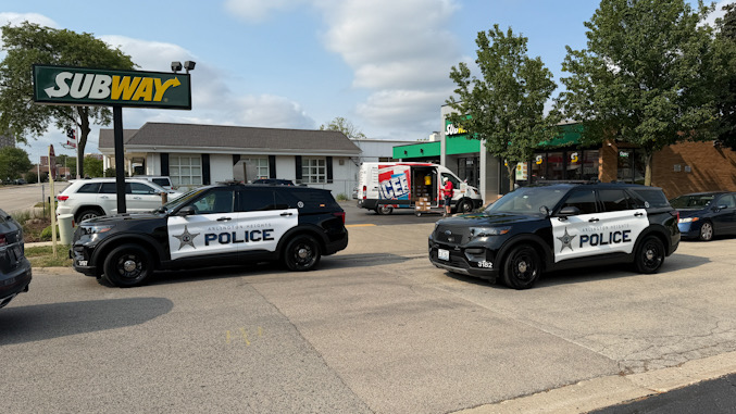 Silver sedan crash at Subway at Arlington Heights Road and Grove Street in Arlington Heights, Saturday afternoon, July 25, 2026 (CARDINAL NEWS).