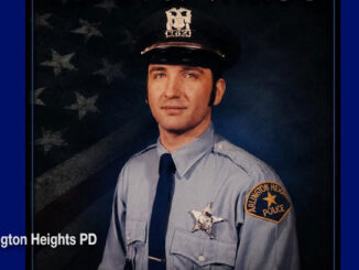 Arlington Heights Police Officer Alan J. Vargo killed by a drunk driver while he was directly traffic at a crash scene on Arlington Heights Road near Olive Street in Arlington Heights, on Sunday, July 18, 1976 (SOURCE: Arlington Heights Police Department)