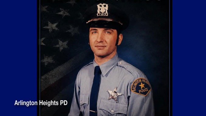 Arlington Heights Police Officer Alan J. Vargo killed by a drunk driver while he was directly traffic at a crash scene on Arlington Heights Road near Olive Street in Arlington Heights, on Sunday, July 18, 1976 (SOURCE: Arlington Heights Police Department)
