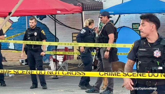 Active investigation scene at Scoop Waukegan 2026 after a shooting on Genesee Street near Washington Street in downtown Waukegan on Saturday, July 11, 2026 (Craig/CapturedNews)
