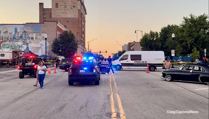 Active investigation scene at Scoop Waukegan 2026 after a shooting on Genesee Street near Washington Street in downtown Waukegan on Saturday, July 11, 2026 (Craig/CapturedNews)