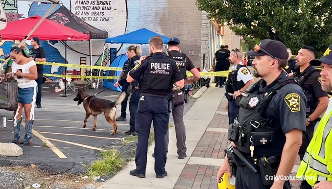 Active investigation scene at Scoop Waukegan 2026 after a shooting on Genesee Street near Washington Street in downtown Waukegan on Saturday, July 11, 2026 (Craig/CapturedNews)