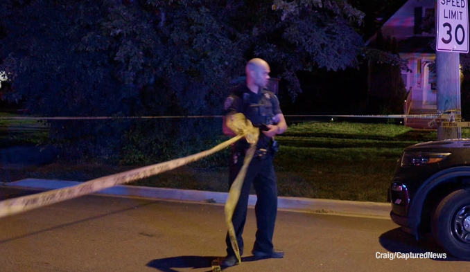 Crime scene of a shooting in the block of 300 Walker Avenue in Highland Park, Monday night, July 20, 2026 (PHOTO CREDIT: Craig/CapturedNews).