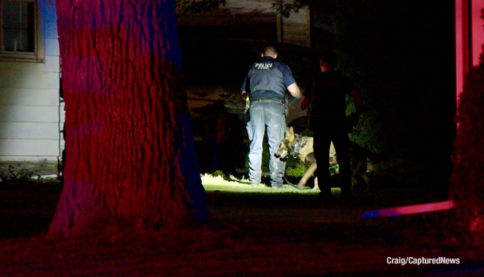 K-9 search at the scene of a shooting in the block of 300 Walker Avenue in Highland Park, Monday night, July 20, 2026 (PHOTO CREDIT: Craig/CapturedNews).
