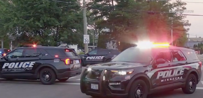 Highland Park police and mutual aid police (Winnetka) at the scene of a shooting in the block of 300 Walker Avenue in Highland Park, Monday night, July 20, 2026 (PHOTO CREDIT: Craig/CapturedNews).